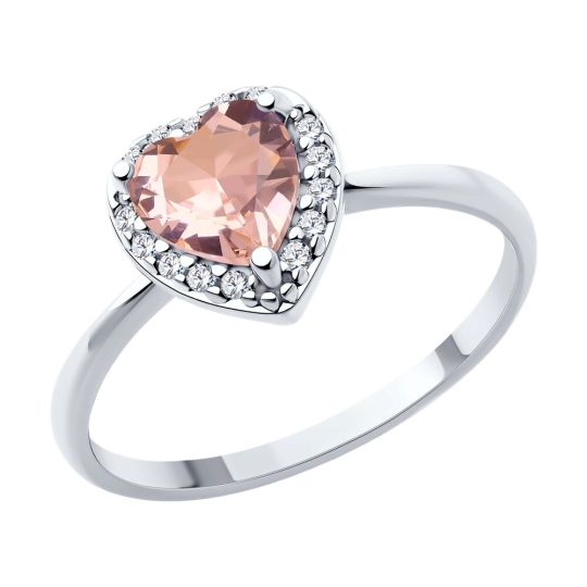 Колье из серебра с ювелирным кристаллом и фианитами