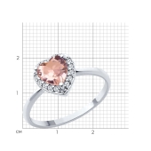 Кольцо из серебра с ювелирным кристаллом и фианитами