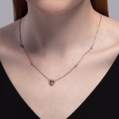 Колье из серебра с ювелирным кристаллом и фианитами