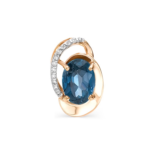 Подвеска из золота с топазом Swiss и фианитами