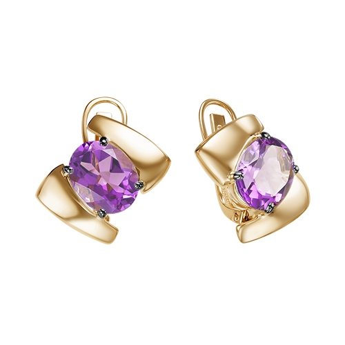 Серьги из золота с ювелирными кристаллами и фианитами