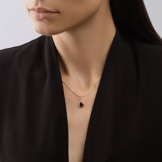 Серьги из золота с гранатами и фианитами