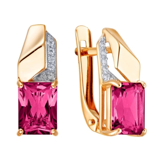 Серьги из золота с аметистами и фианитами