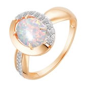 Кольцо из золота с опалом и фианитами