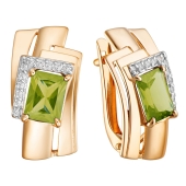 Серьги из золота с ситаллами султанит и фианитами