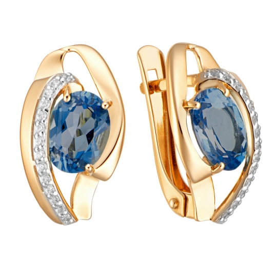 Кольцо из золота с топазом London и фианитами