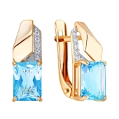 Серьги из золота с топазами Swiss и фианитами