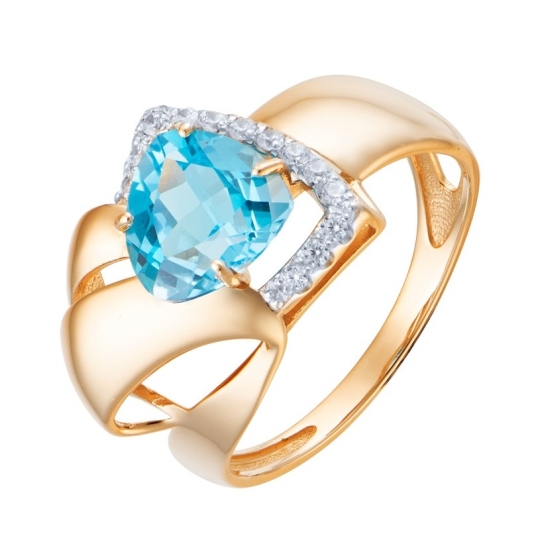 Серьги из золота с топазами Swiss и фианитами