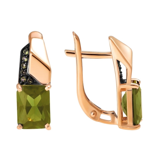 Кольцо из золота с турмалином и фианитами