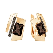 Серьги из золота с раухтопазами и фианитами