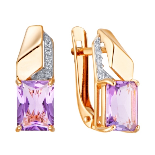 Серьги из золота с фианитами