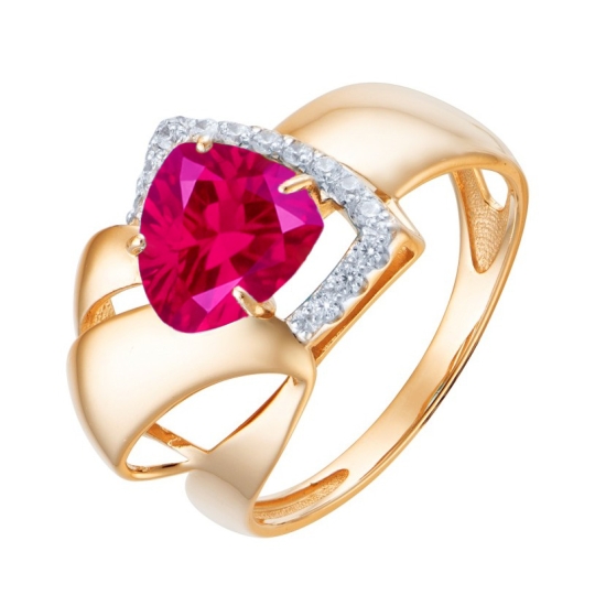 Кольцо из золота с топазом Swiss и фианитами