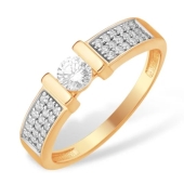 Кольцо из серебра с позолотой и фианитами