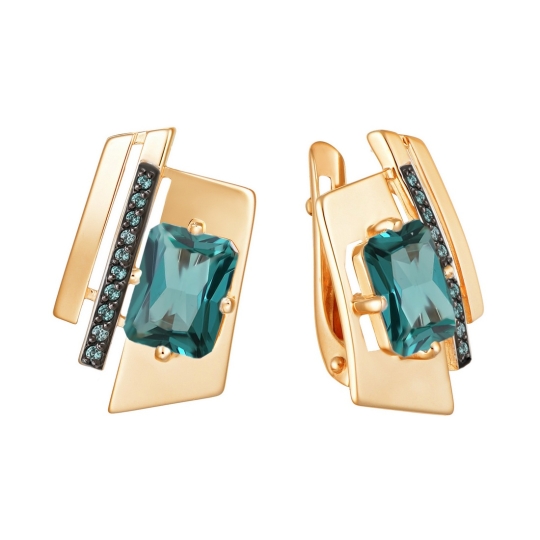 Серьги из золота с топазами Swiss и фианитами