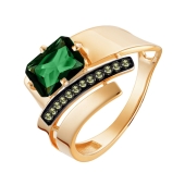 Кольцо из золота с ситаллом турмалин и фианитами
