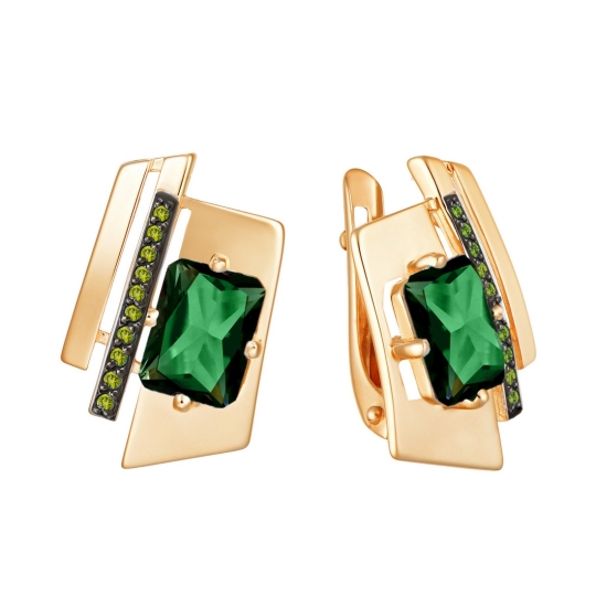 Серьги из золота с раухтопазами и фианитами