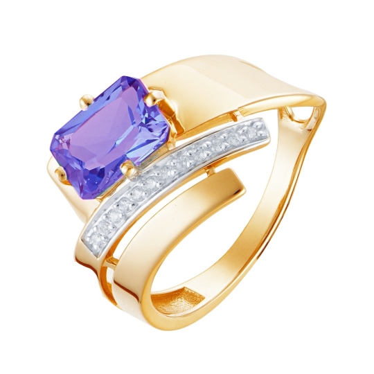 Кольцо из золота с раухтопазом и фианитами