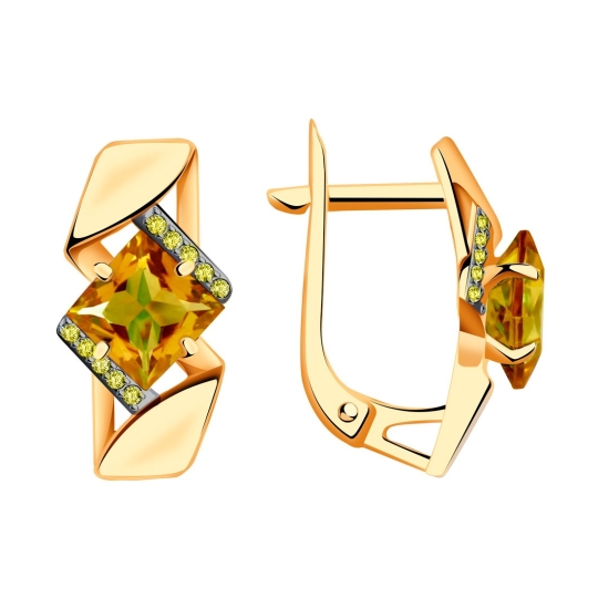 Кольцо из золота с ситаллом султанит и фианитами