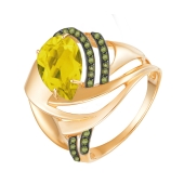 Кольцо из золота с ситаллом султанит и фианитами