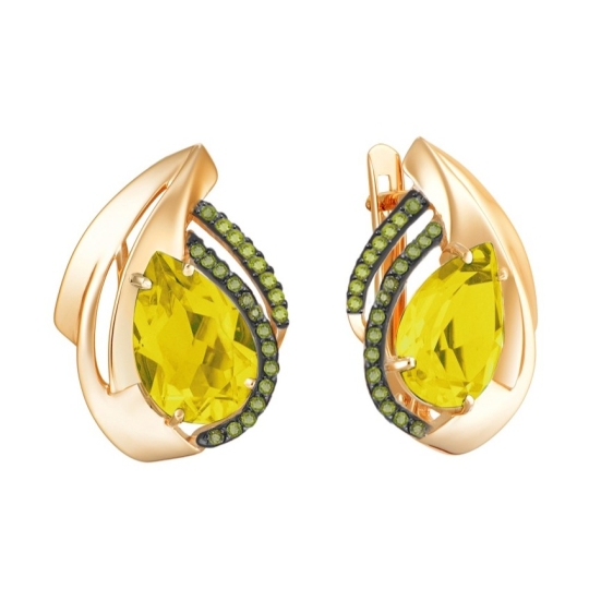 Серьги из золота с фианитами