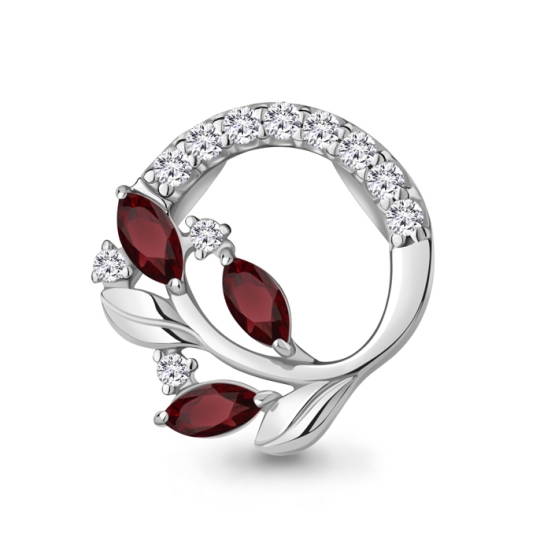 Подвеска из серебра с агатом и фианитами