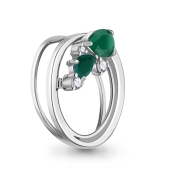 Подвеска из серебра с агатами и фианитами