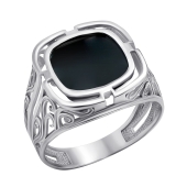 Кольцо-печатка из серебра с ониксом