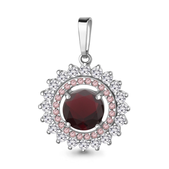 Подвеска из серебра с ювелирными кристаллами и фианитами