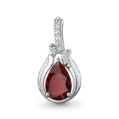 Подвеска из серебра с гранатом и фианитами