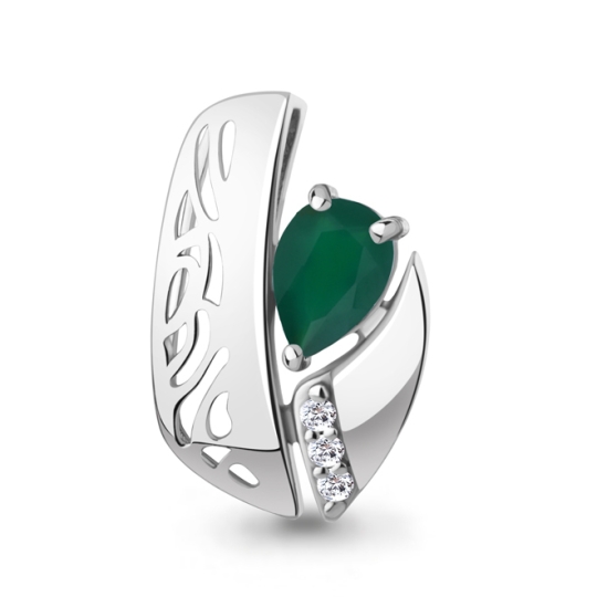 Подвеска из серебра с раухтопазом и фианитами 