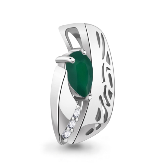 Подвеска из серебра с раухтопазом и фианитами 