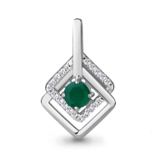 Подвеска из серебра с агатом и фианитами