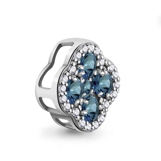 Подвеска из серебра с агатами и фианитами