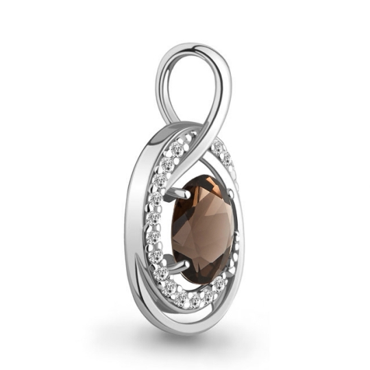 Подвеска из серебра с агатом и фианитами