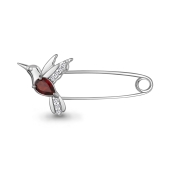 Брошь-булавка из серебра с гранатом и фианитами 