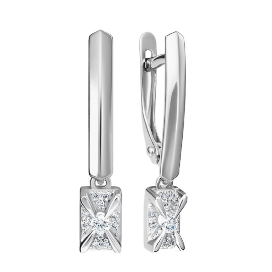 Серьги из золота с аметистами и фианитами