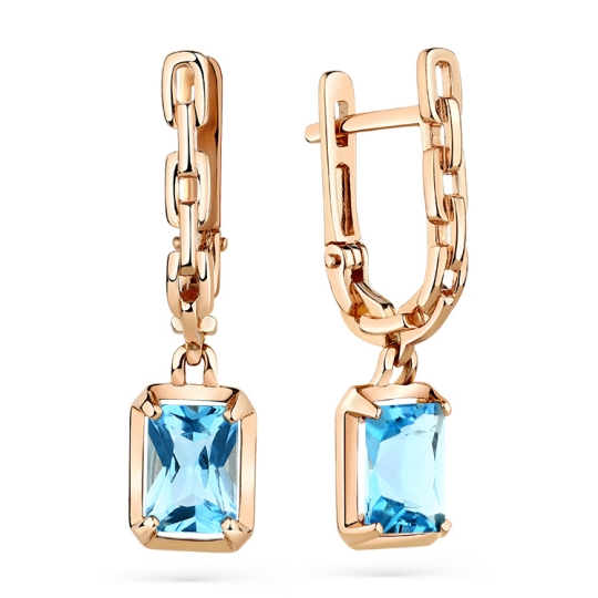 Серьги из золота с ониксом и фианитами