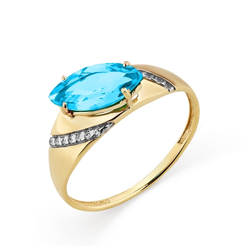 Кольцо из золота с рубиновыми корундами и фианитами