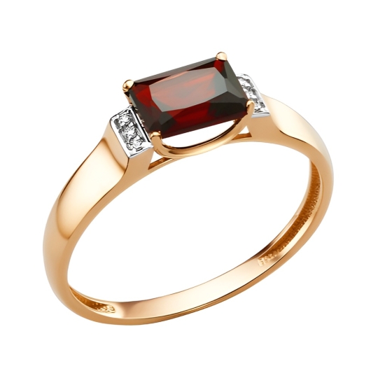 Серьги из золота с гранатами и фианитами