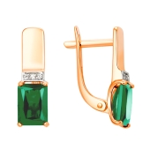 Серьги из золота с ситаллами турмалин и фианитами