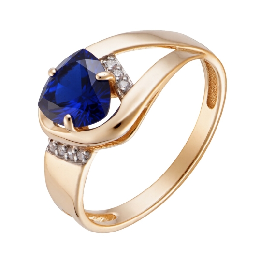 Кольцо из золота с агатом и фианитами