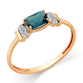 Кольцо из золота с топазом London и фианитами