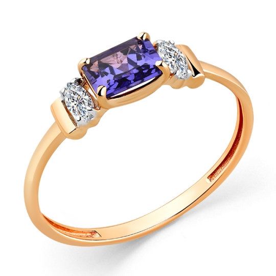 Кольцо из золота с топазом Swiss и фианитами