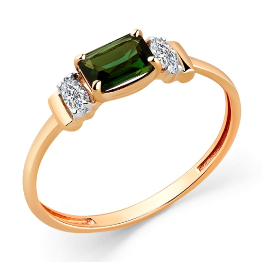 Кольцо из золота с топазом Swiss и фианитами