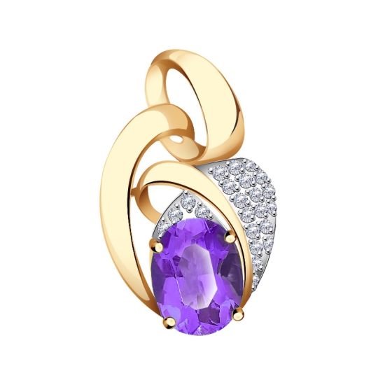 Подвеска из золота с топазом London и фианитами