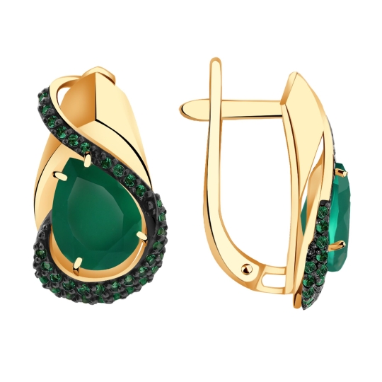 Серьги из золота с топазами и фианитами