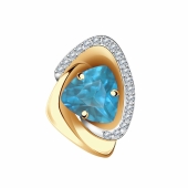 Подвеска из золота с топазом Swiss и фианитами