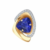 Подвеска из золота с сапфировым корундом и фианитами