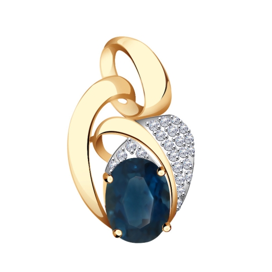 Подвеска из золота с гранатом и фианитами