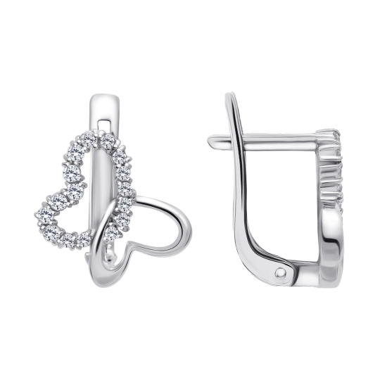 Серьги из серебра с гранатами и фианитами